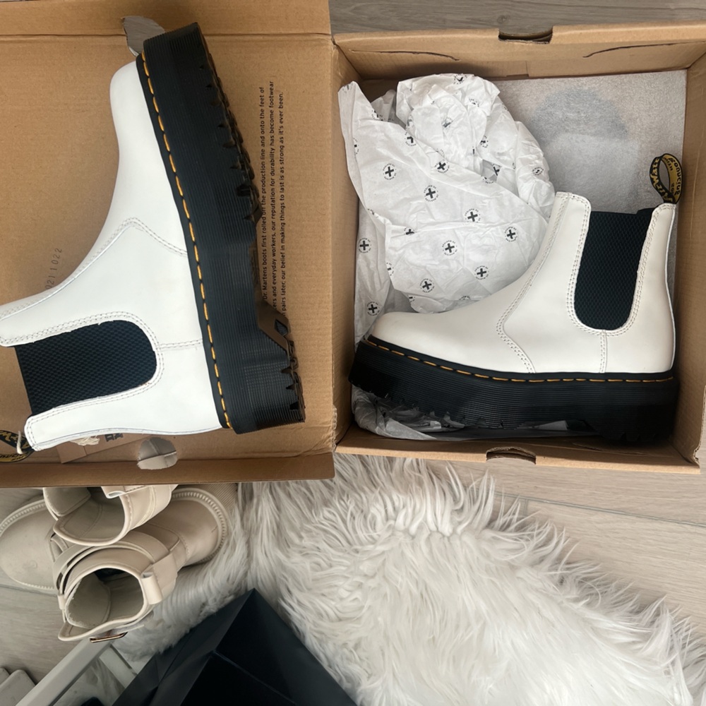 Dr. Martens White and Black Ankle Boots